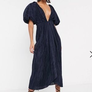 ASOS EDITION Plunge Puff Sleeve Dress